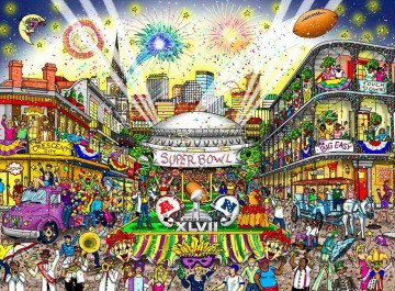Super Bowl de fútbol 47 impresionistas de Nueva Orleans Pinturas al óleo